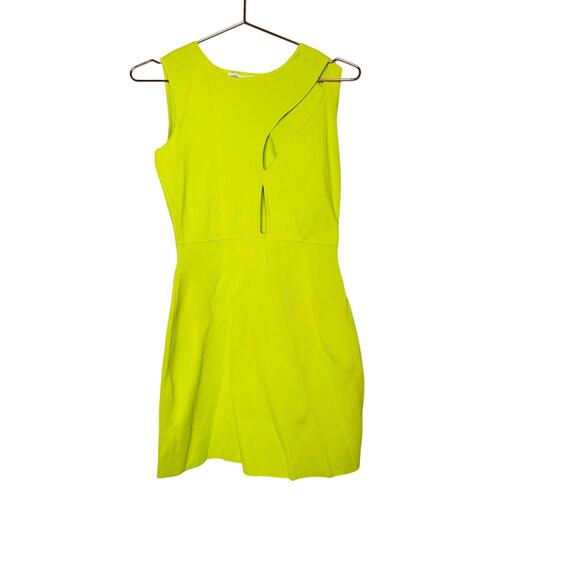 ESTEBAN CORTAZAR Neon Yellow Bodycon Silhouette Cutout Mini Dress Size Medium - Picture 5 of 14